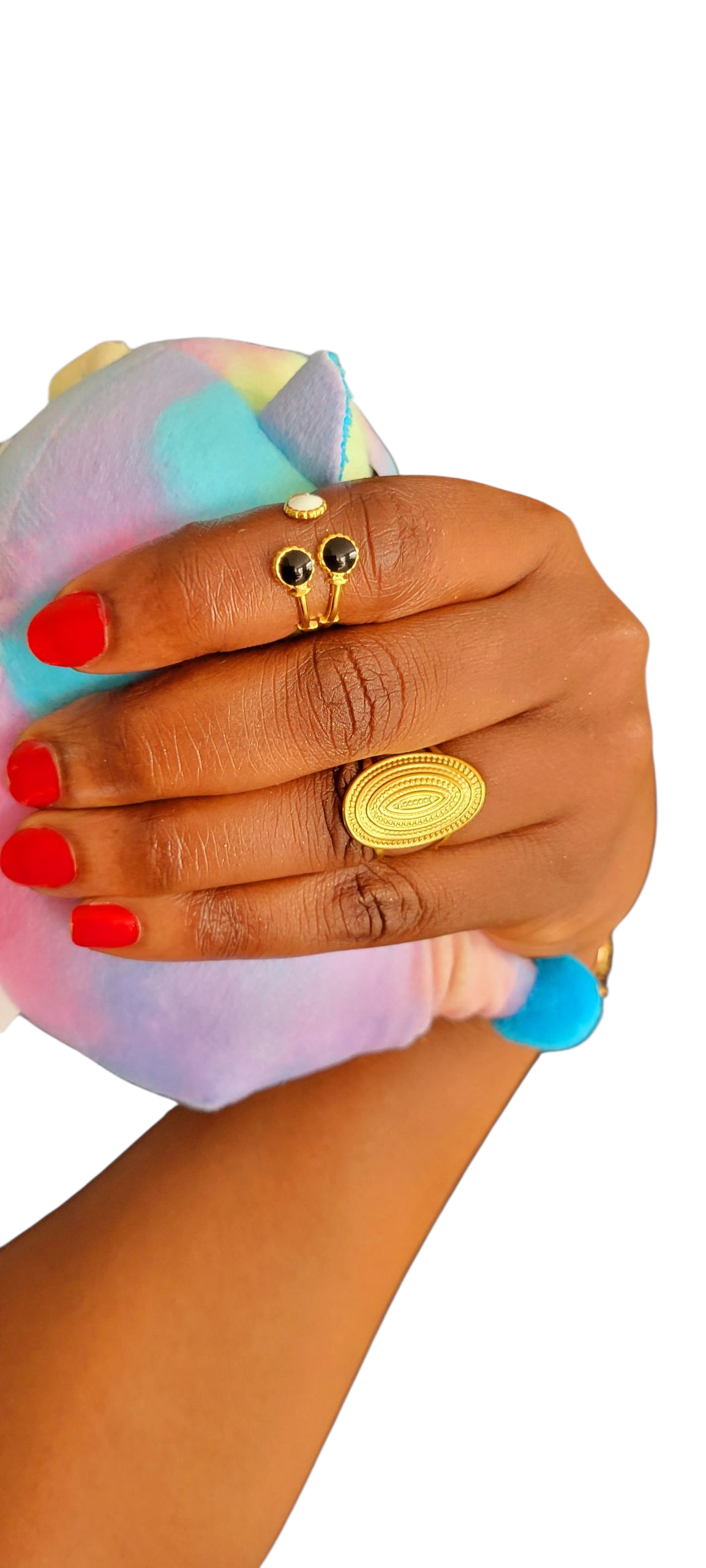 Ivory Charm Adjustable ring, 18k Gold-plated steel.