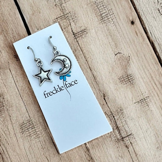 Mixed Moon & Star Earrings