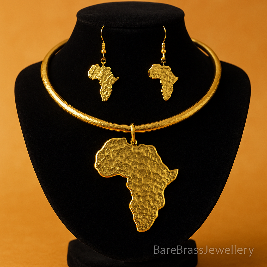 African Brass choker and earring set