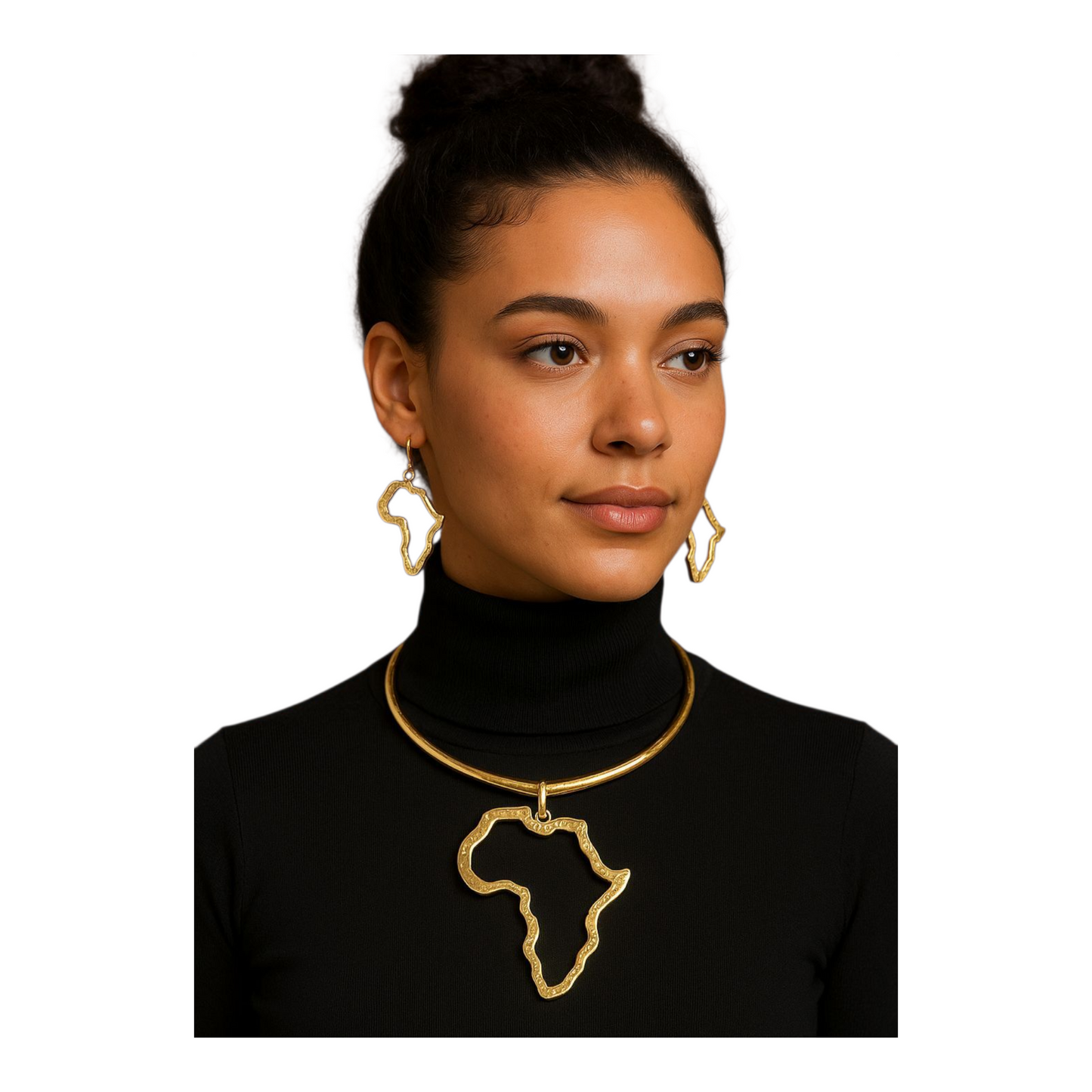 African Brass choker and earring set