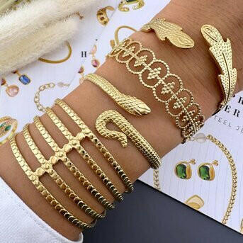 Orbit Stack Bangle -18K Gold-plated steel.