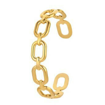 Gold Link Stacking Bracelets-18k Gold-plated steel.