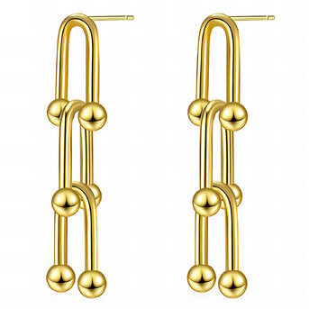 Orbit drops link earrings 18k Gold-plated steel.