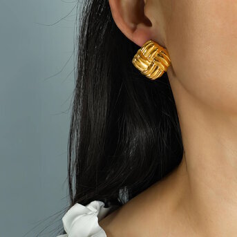 Elegant chunk Earrings 18k gold-plated steel.