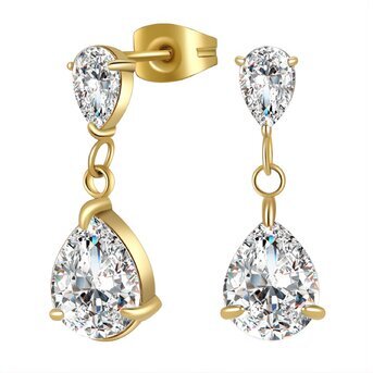 Crystal blooms 18k Gold-plated steel earrings.