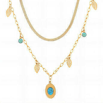 "Leaves" Gold-plated steel necklace.