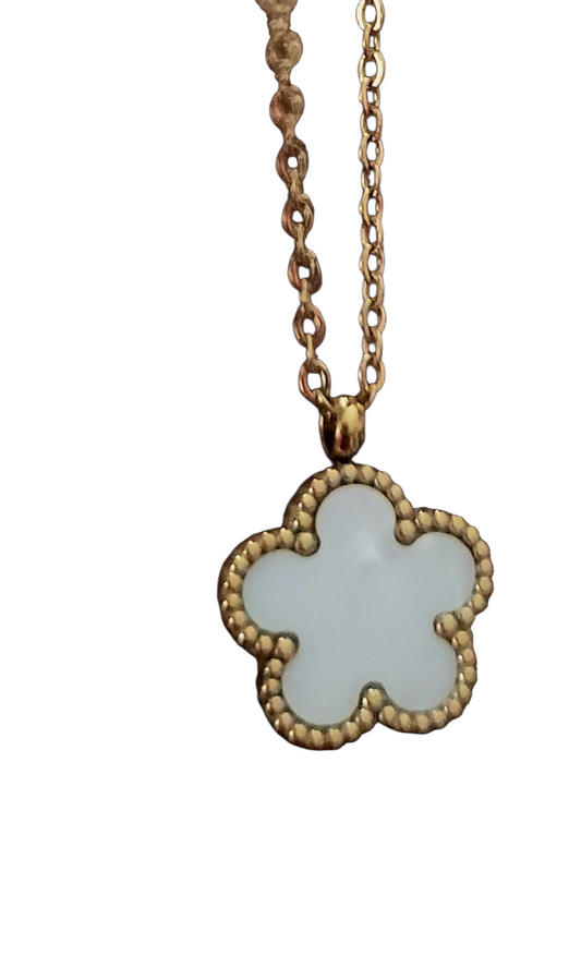 Flower necklace stainless steel,18k gold plated.