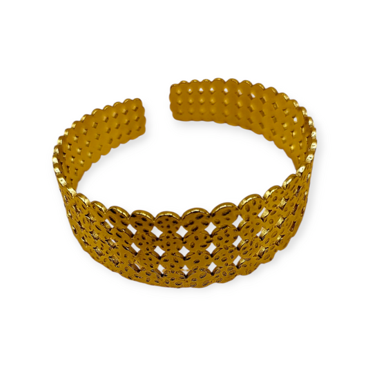 Elysia Cuff Bracelet, 18K Gold-plated steel.
