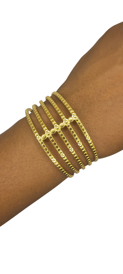 Orbit Stack Bangle -18K Gold-plated steel.