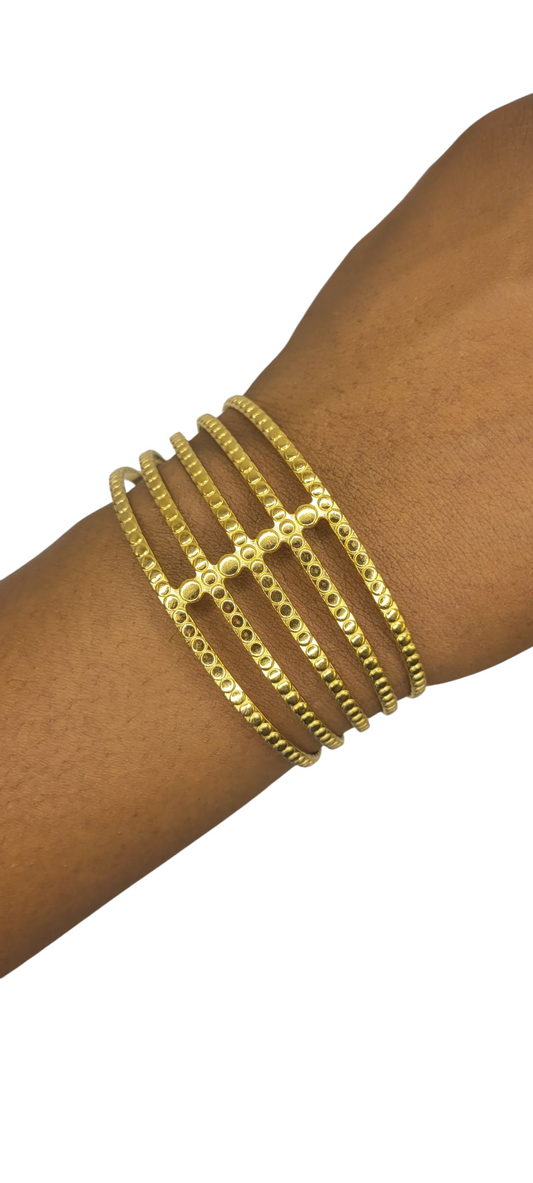 Orbit Stack Bangle -18K Gold-plated steel.