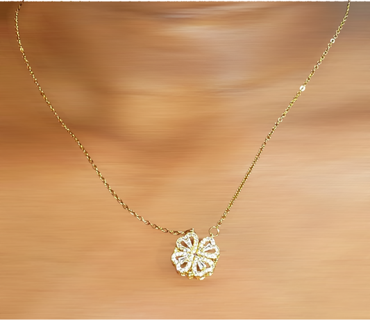 Flower Necklace ,18k Gold-plated steel.