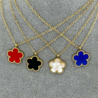 Flower necklace stainless steel,18k gold plated.