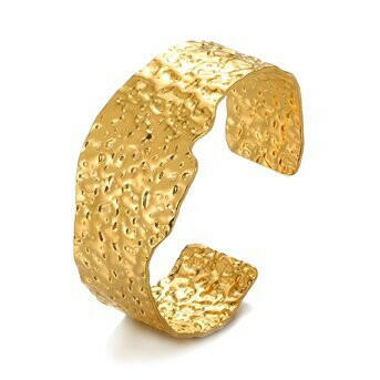 Embosed cuff Bracelet, 18k Gold-plated steel.