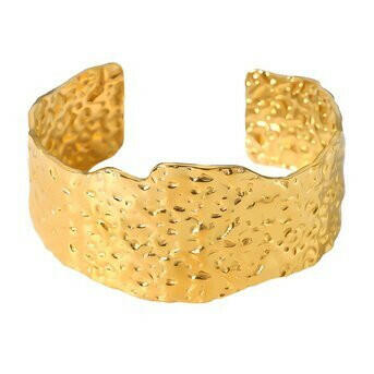 Embosed cuff Bracelet, 18k Gold-plated steel.