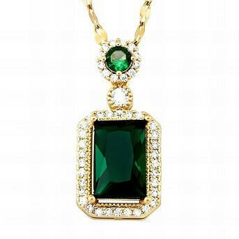 Emerald pendant necklace 18k Gold-plated steel.