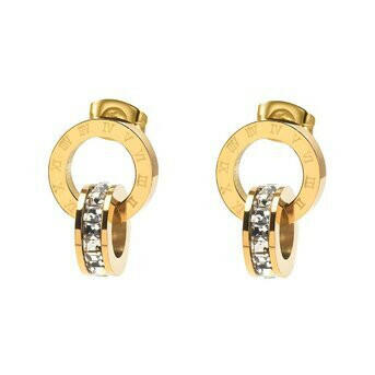 Earring, studs,18k gold-plated steel.