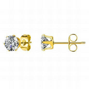Earring,stud,18k gold-plated.