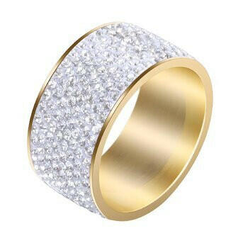 Iced out Gold-plated steel ring.