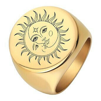 Sun Ring size 10, 18k Gold-plated steel.