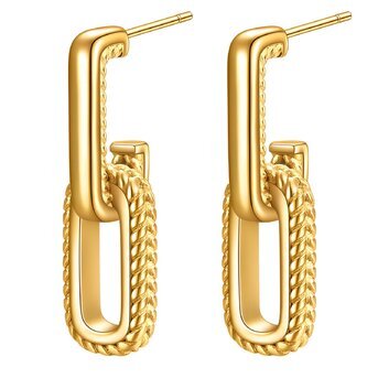 Orbit drops link earrings 18k Gold-plated steel.