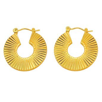 "Sun-burst" Earrings 18k gold-plated steel.