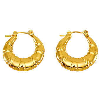 Hollow hoop earrings 18k Gold-plated steel.