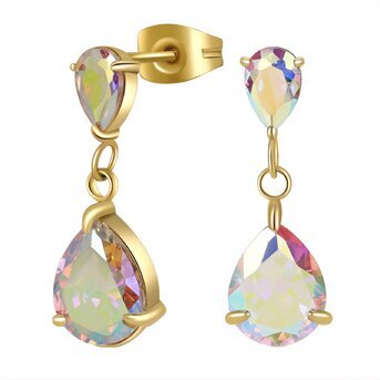 Crystal blooms 18k Gold-plated steel earrings.