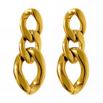 Link drop earrings 18KGold-plated steel.