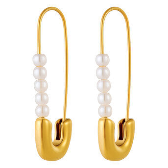 Pearl-pin Luxe earrings 18k gold-plated steel.