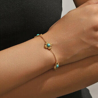 Sunflower Charm Bracelet 18k Gold-plated steel.