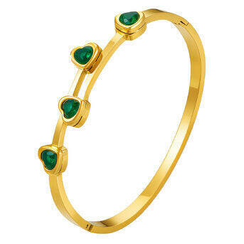 Emerald Heart Bangle-18k Gold-plated steel.